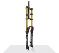 ZJIEDB 26/27.5/29 Downhill Mountain Bike Suspension Fork Travel 130mm DH MTB Air Rebound Adjust 1-1/8 Straight Double Shoulder Front Manual Lockout QR 9mm (Color : Gold, Size 26'')