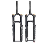 ZJIEDB 26/27.5/29 MTB Air Fork 140mm Travel Boost Mountain Bike Suspension 15×110mm Thru Axle Manual Lockout Rebound Adjust 1-1/2" Tapered Front (Color : Black 26'')
