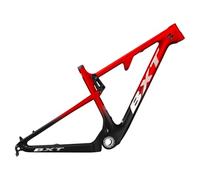 ZJIEDB 29er Carbon Fibre Mountain Bike Frame 16/17/18.5/20inch Full Suspension 100mm Travel XC Soft Tail Trail Racing 12 * 142mm Thru-Axle/9 135mm QR Disc Brake(Red,29 16")