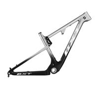 ZJIEDB 29er Carbon Fibre Mountain Bike Frame 16/17/18.5/20inch Full Suspension 100mm Travel XC Soft Tail Trail Racing 12 * 142mm Thru-Axle/9 135mm QR Disc Brake(Silver,29 16")