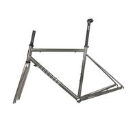 ZJIEDB 44cm 47cm 50cm 53cm 56cm Bike Frameset 700C Road Frame Chrome-molybdenum Steel C/Rim Brake With Carbon Fork F100mm R130mm QR BSA BB68mm(Gray A,53cm)