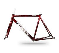 ZJIEDB 49CM 52CM 55CM 58CM Fixed Gear Bike Frameset 700C Aluminum Alloy Frame Racing Track C Brake 100/120mm Quick Release Frame(Red,55cm)