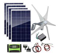 ZJIEDB 800W 12V 24V Solar Panel Wind Turbine Kit: 400W Generator + 4 pcs 100W Poly Panel+ Accessories Home Cabin RV Off Grid System