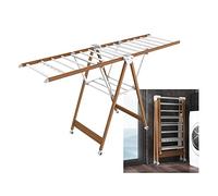 ZJIEDB Clothes Drying Rack In Aluminium Alloy, Airer With 4 Wheels, Multifunction Double Laundry For Indoor And Outdoor Use, Foldable Hanger, Space Saving Marriage