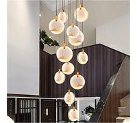 ZJIEDB Modern Staircase Long Chandelier Luxury Villa Marble Crystal Hanging Lamp Living Room Decoration Stone Led Light Fixtures(D60H200CM)