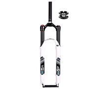 ZJIEDB MTB Air Fork 26/27.5/29 Inch Mountain Bike Suspension Forks Travel 120mm 1-1/8 Straight Disc Brake Bicycle Front QR 9mm Manual Lockout (Color : White, Size 26'')