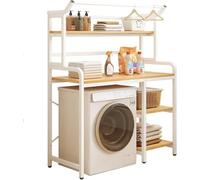 ZJIEDB Multifunctional 4-Layer Washing Machine Storage Rack, Upper Drum Washer Organizer & Tumble Dryer Stand - Space-Saving Side Shelf for Laundry Room