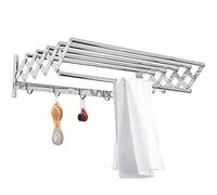 ZJIEDB Retractable Wall Dryer Extendable Foldable Laundry Drying Rack Airer Washing Line Clothes Rod Towel Rail Coat Hanger With Bar Hook (Size : 90cm/35.4in) (90cm/35.4in) Marriag
