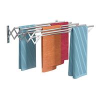 ZJIEDB Wall Mount Clothes Drying Rack, Rustproof Accordion Retractable Rack for Laundry Room/Bathroom Tower, 7 Bar Space-Saving Stainless Steel Garment Hanger,60cm Marriage