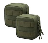 ZJIEYU 2 Pack Mini Tactical Molle Compact Ammo Pouch, EDC Waist Bag with Partition Storage and Elastic Band, for Outdoor Sport(Green)
