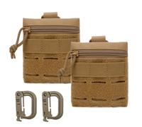 ZJIEYU 2 Pack Multi-Purpose Compact Tactical Waist Bags, with D-ring Small Utility EDC Pouch, for Outdoor Sport Hunting(Brown)