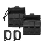 ZJIEYU 2 Pack Multi-Purpose Compact Tactical Waist Bags, with D-ring Small Utility EDC Pouch, for Outdoor Sport Hunting(Black)