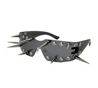 ZJIEYU Y2K Metal Studded Glasses, Cool Rock Punk Spike Sunglasses, for Role-Playing Bars Motorcycles, Comes with a Glasses Case(Silver)