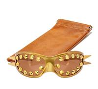 ZJIEYU Y2k Vintage Amber Lenses Sunglasses, for Women and Men Spiked Punk Cyber Style Studs Sun Glasses, Protection from Sunlight Clear