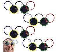 ZJILIXIA Olympic Sunglasses,2024 Olympic Rings Glasses,Olympic Party Glasses,Sports Decoration Game,Olympic Rings Sunglasses,Suitable for anniversary/leisure/daily/party (4PCS)