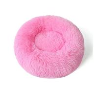 ZJIQOH Cat Bed Round Fluffy and Calming Plush, Dog Beds Cuddler Machine Washable, Pet Cushion for Indoor Large Medium Small Puppy(Pink B,60 x 60 x 20 cm)