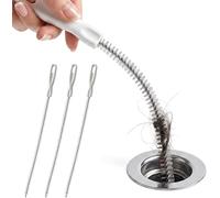 ZJIUWAN 45cm Flexible Drain Brush, Manual Hair Cleaner, 3/6/12 Pack | 45cm flexible plastic brush for manual hair cleaning in compatible sink shower bath toilet and floor drain openings.