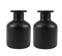 ZJIVQO 2PCS 150ml/5oz Glass Diffuser Bottles Jars Pot Aromatherapy Container Fragrance Diffuser Bottles for DIY Essential Oil Diffuser Gift,Matte Black