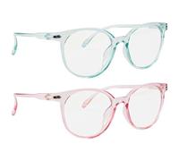 ZJIVQO 2pcs Anti-Blue Light Glasses Blue Light Blocking Glasses Computer Game Glasses Lightweight PC frames Blue Light Blocking Eyewear for Women Men Kids Eye Protection (Pink,Blue)