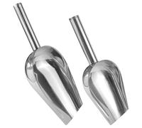 ZJIVQO 2PCS Ice Scoop Grain Dog Food Scoop Stainless Steel Scoop Ice Scoop Stainless Steel Shovel Pcorn Scoop Metal for Ice Maker Candy Kitchen Pet Animal Dog 9IN,11IN