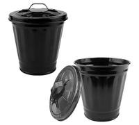 ZJIVQO 2PCS Mini Metal Trash Can with Lid Tiny Garbage Plant Pots Flower Pots for Indoor Plants for Balcony Fence Garden Home Decor Desktop Office decoration,Black