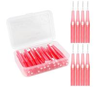 ZJIVQO 30pcs Interdental Brushes Dental FOSS Stick Retractable Toothpick Tooth Floss Sticks Flossing Head for Cleaner Dental Floss Stick Tooth Cleaning Tool,0.6mm,Pink