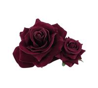 ZJIVQO Red Rose Hair Clip Flower Hairpin Brooch Velvet Ornament Rose Flower Hair Accessories for Woman Girl Ladies Wedding Hair Clip Flamenco Dancer Valentines Day Decoration, Wine Red