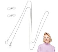 ZJIVQO Stainless Steel Spectacle Chain, Snake Style Sunglasses Chain, Eyeglass Chains for Women, Anti-lost Sunglasses Strap, for Glasses Mask Party Accessories (Silver, with 2Pcs Silicone Rings)