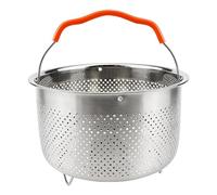 ZJIVQO Steamer Insert Basket with Silicone Covered Handle - Stainless Steel Vegetable Steamer for Pots, Dumplings, Rice, Veggies, Fish & Seafood Cooking, 3L