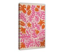 ZJIXAOSD Abstract Plants Matisse Style Flowers Pink Wave Flower Wall Art Canvas Modern Poster Wall Art Prints Paintings Living Room Bedroom Decor 20x30inch(50x75cm)