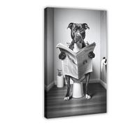 ZJIXAOSD American Pit Bull Terrier, Funny Bathroom Decor, Animals in The Toilet, Pet Dog Canvas Modern Poster Wall Art Prints Paintings Living Room Bedroom Decor 24x36inch(60x90cm)