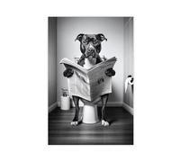 ZJIXAOSD American Pit Bull Terrier, Funny Bathroom Decor, Animals in The Toilet, Pet Dog Canvas Modern Poster Wall Art Prints Paintings Living Room Bedroom Decor 20x30inch(50x75cm)