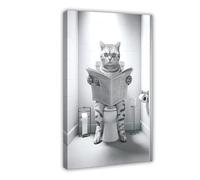 ZJIXAOSD American Shorthair Cat, Funny Bathroom Decor, Animals in The Toilet, Pets Canvas Art Wall Decor Posters Home Bar Restaurant Garage Cafe Logo Gift 20x30inch(50x75cm)