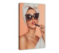 ZJIXAOSD Audrey Hepburn Lipstick, Retro Women's Fashion, Feminism (2) Canvas Modern Poster Wall Art Prints Paintings Living Room Bedroom Decor 20x30inch(50x75cm)