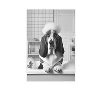 ZJIXAOSD Basset Hound Mural, Fun Bathroom Decor, Pet Portrait, Pet Dog Canvas Modern Poster Wall Art Prints Paintings Living Room Bedroom Decor 12x18inch(30x45cm)