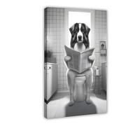 ZJIXAOSD Bulgarian Shepherd Dog, Funny Bathroom Decoration, Animals in The Toilet, Pet Dog Canvas Art Wall Decor Posters Home Bar Restaurant Garage Cafe Logo Gift 24x36inch(60x90cm)