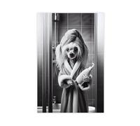 ZJIXAOSD Chinese Crested Dog, Cute Dog, Fun Bathroom Canvas Wall Art Posters And Prints Room Aesthetic Bedroom Office Decor 16x24inch(40x60cm)