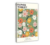 ZJIXAOSD Colorful Flower Market in Berlin Retro 70s Canvas Art Wall Decor Posters Home Bar Restaurant Garage Cafe Logo Gift 16x24inch(40x60cm)
