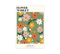 ZJIXAOSD Colorful Flower Market in Berlin Retro 70s Canvas Wall Art Posters And Prints Room Aesthetic Bedroom Office Decor 16x24inch(40x60cm)