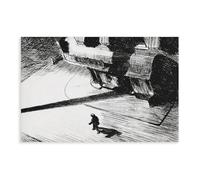 ZJIXAOSD Edward Hopper's Night Shadows 1921 Black And White City Canvas Art Wall Decor Posters Home Bar Restaurant Garage Cafe Logo Gift 16x24inch(40x60cm)