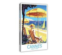 ZJIXAOSD French Riviera Travel Poster Canvas Modern Poster Wall Art Prints Paintings Living Room Bedroom Decor 24x36inch(60x90cm)