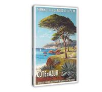 ZJIXAOSD French Riviera Vintage Travel Poster Canvas Wall Art Posters And Prints Room Aesthetic Bedroom Office Decor 24x36inch(60x90cm)