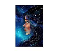 ZJIXAOSD Galaxy Girl, Cosmic Portrait, Starry Night, Space Themed Art Canvas Modern Poster Wall Art Prints Paintings Living Room Bedroom Decor 24x36inch(60x90cm)