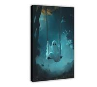 ZJIXAOSD Ghost on The Swing, Cute Little Ghost Face, Weird Gothic Dark College Style (2) Canvas Modern Poster Wall Art Prints Paintings Living Room Bedroom Decor 12x18inch(30x45cm)
