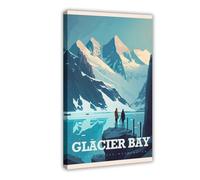 ZJIXAOSD Glacier Bay Watercolor National Park Trends USA National Park Travel Mountain Park Hiking Canvas Art Wall Decor Posters Home Bar Restaurant Garage Cafe Logo Gift 20x30inch(50x75cm)