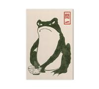 ZJIXAOSD Grumpy Japanese Vintage Frog Art, Matcha Art Canvas Modern Poster Wall Art Prints Paintings Living Room Bedroom Decor 16x24inch(40x60cm)