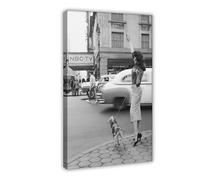 ZJIXAOSD Hailing A Taxi Black And White Vintage Art, Woman Portrait, New York City Art Canvas Wall Art Posters And Prints Room Aesthetic Bedroom Office Decor 12x18inch(30x45cm)