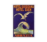 ZJIXAOSD Hotel Quisisana, Hotel Eden Abbazia Italy Retro Travel Poster Canvas Wall Art Posters And Prints Room Aesthetic Bedroom Office Decor 24x36inch(60x90cm)