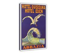 ZJIXAOSD Hotel Quisisana, Hotel Eden Abbazia Italy Retro Travel Poster Canvas Wall Art Posters And Prints Room Aesthetic Bedroom Office Decor 20x30inch(50x75cm)