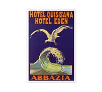 ZJIXAOSD Hotel Quisisana, Hotel Eden Abbazia Italy Retro Travel Poster1 Canvas Wall Art Posters And Prints Room Aesthetic Bedroom Office Decor 20x30inch(50x75cm)